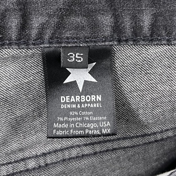 Dearborn Denim Jeans Mens 35 Black Pants USA Straight Stretch Fits 35x31 - Picture 3 of 15